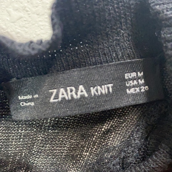 Zara‎ knit beaded illusion sweater mock neck black - Picture 3 of 8